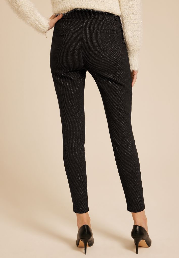 Metallic Pinstripe Bengaline High Rise Pull On Skinny Pant - Image 2