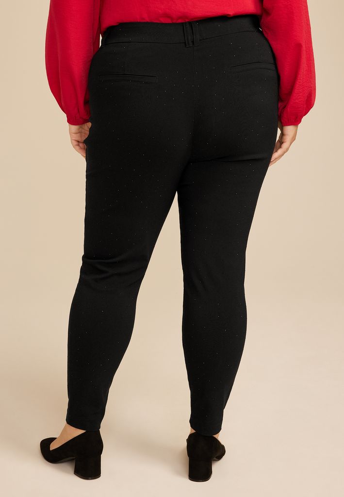Plus Size Rhinestone Bengaline High Rise Skinny Pant - Image 2