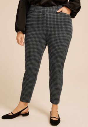 Plus Size Windowpane Ponte Skinny Pant