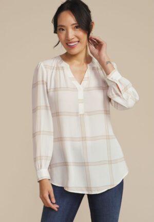 Cinched Back V Neck Blouse