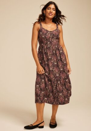 Bare Sweetheart Button Front Midi Dress