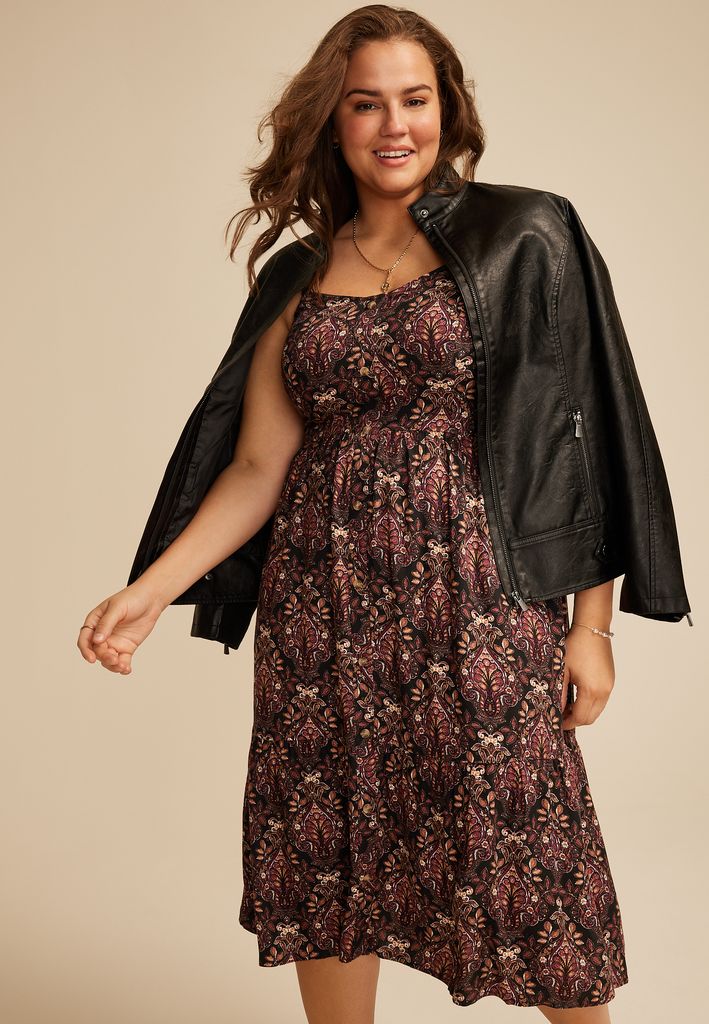 Plus Size Bare Sweetheart Button Front Midi Dress