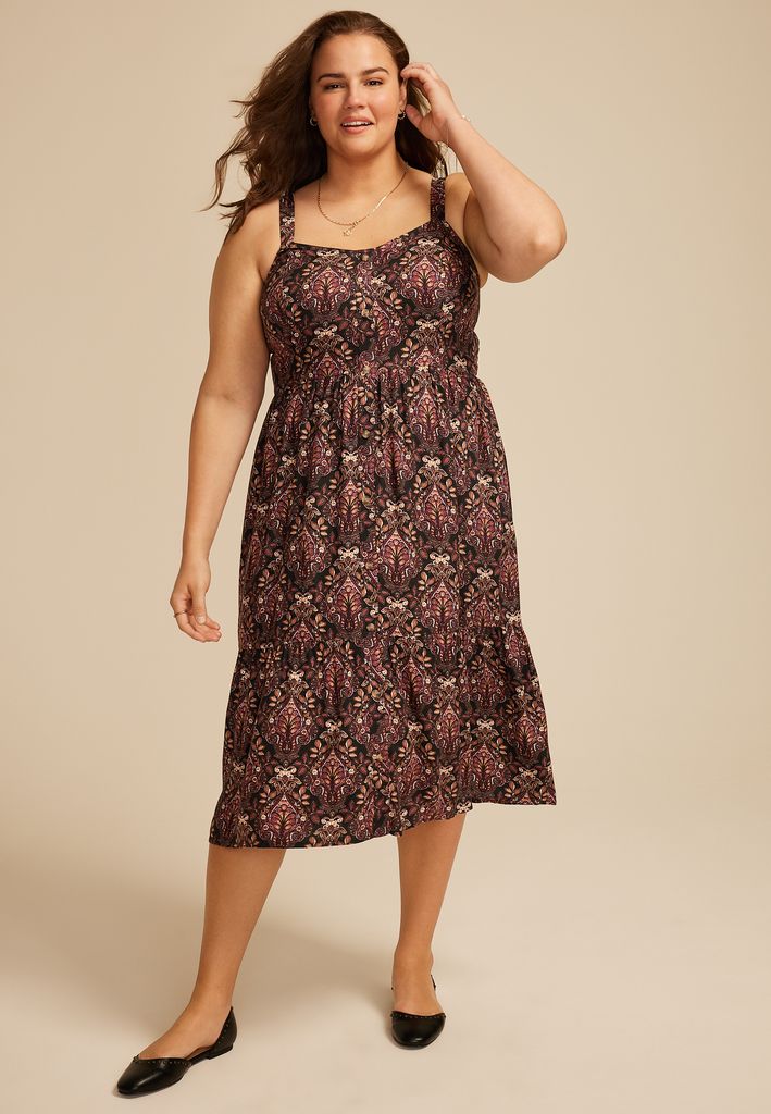 Plus Size Bare Sweetheart Button Front Midi Dress - Image 3