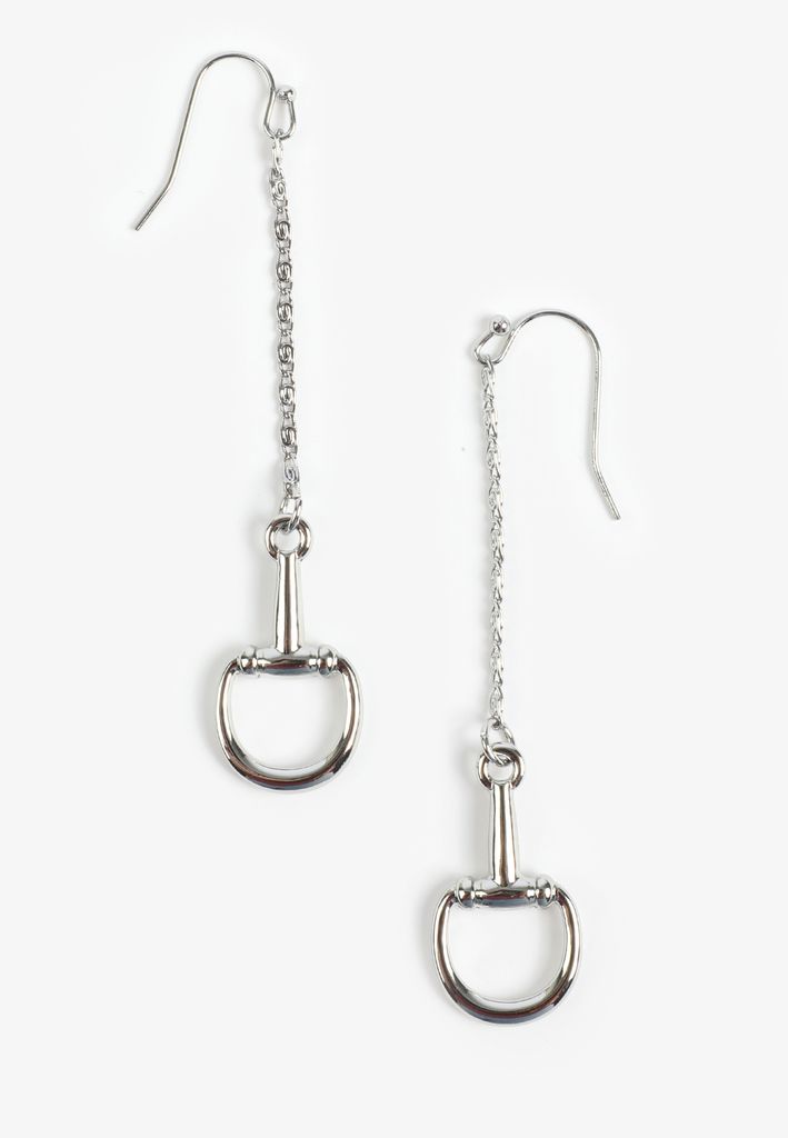 Silver Stirrup Drop Earrings