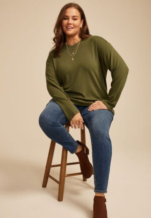 Plus Size 24/7 Ottoman Rib Long Sleeve Tee