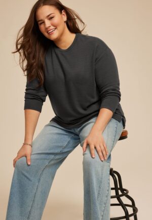 Plus Size 24/7 Ottoman Rib Long Sleeve Tee