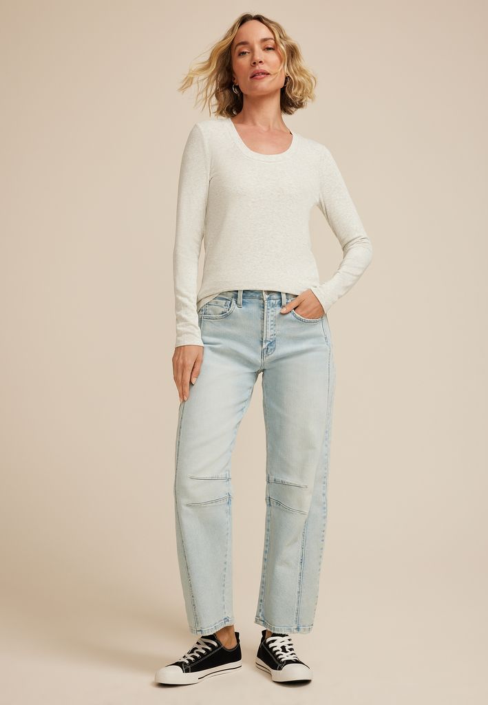 24/7 Brushed Ribbed Scoop Neck Tee