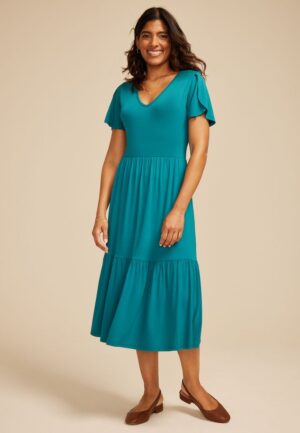 24/7 Tulip Sleeve Midi Dress