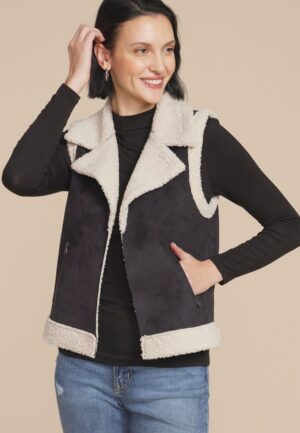 Faux Suede Bonded Shearling Vest