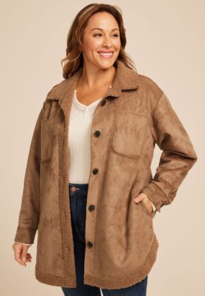 Plus Size Cognac Shearling Jacket