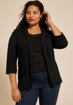 Plus Size Versa Sparkle Open Front Blazer