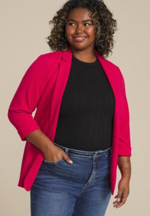 Plus Size Versa Sparkle Open Front Blazer