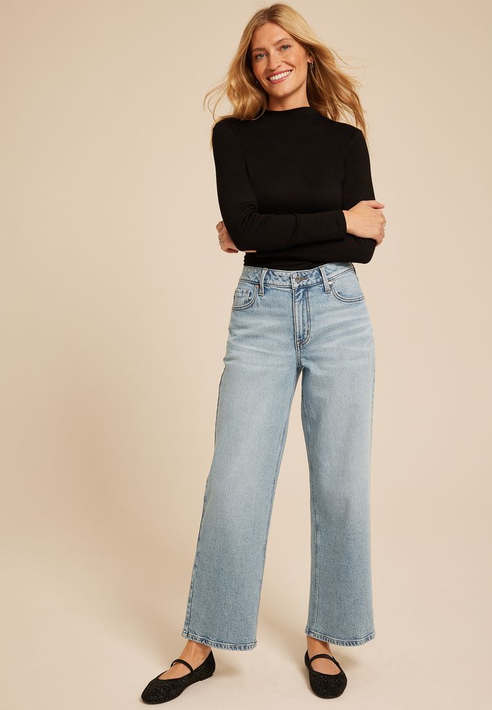 edgely™ Adjustable Waist High Rise Wide Leg Jean