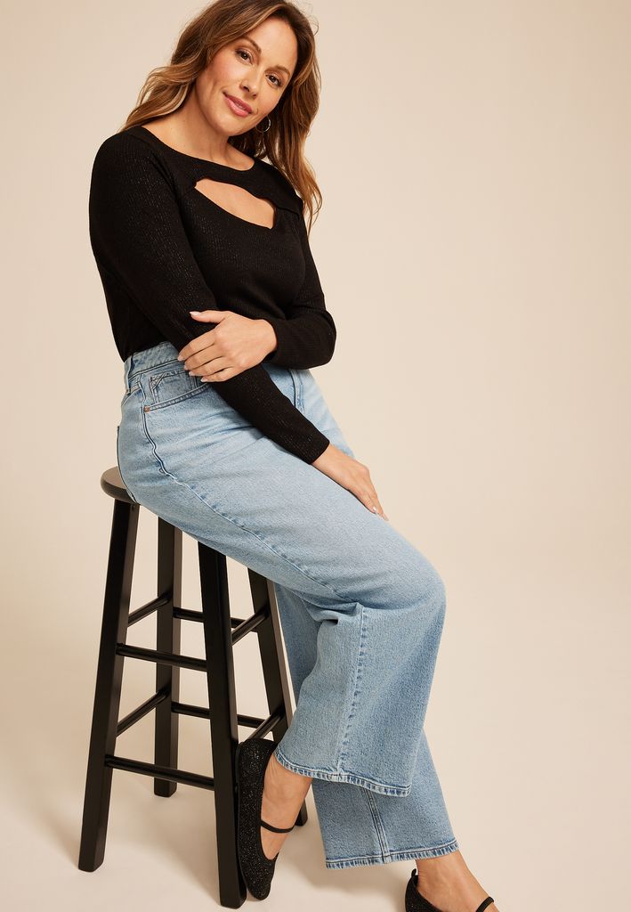 Plus Size edgely™ Adjustable Waist High Rise Wide Leg Jean - Image 3