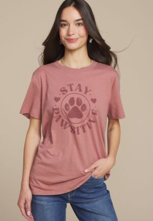 Stay Pawsitive Oversized Fit Graphic Tee