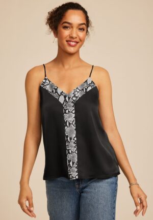 Studio Y Snake Print Trim Camisole