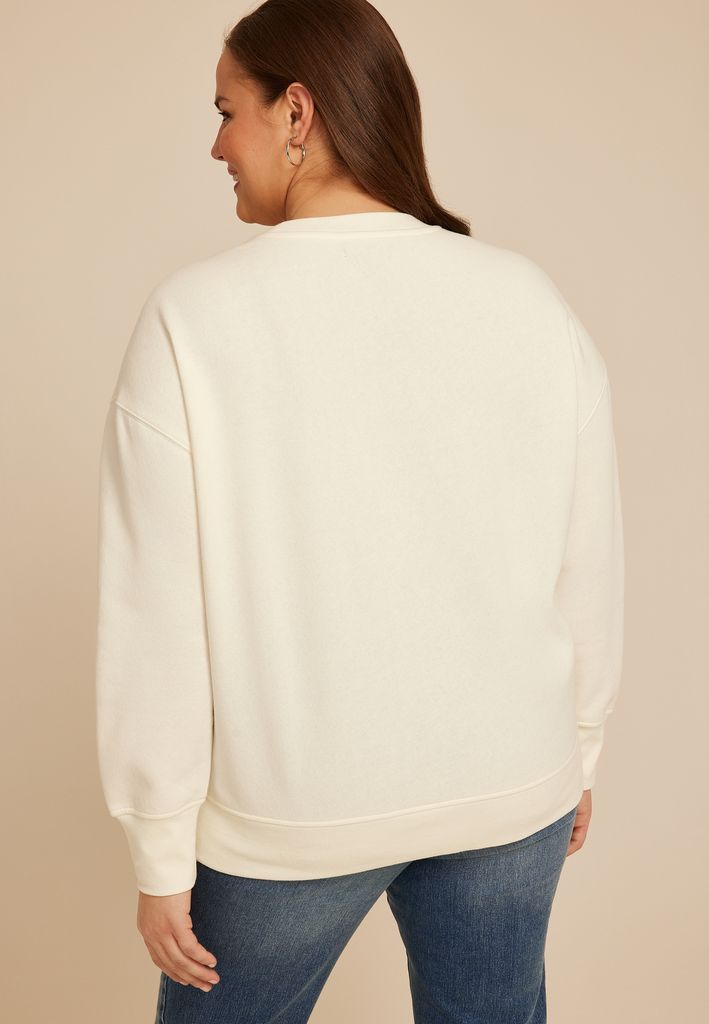Plus Size Studio Y Floral Embroidered Sweatshirt - Image 2