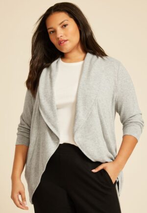 Plus Size Hacci Shawl Collar Cardigan