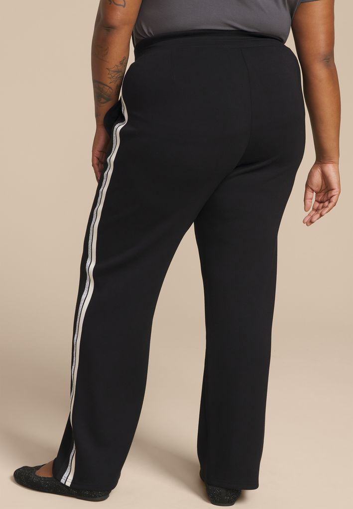 Plus Size Striped Scuba Knit Wide Leg Pants - Image 2