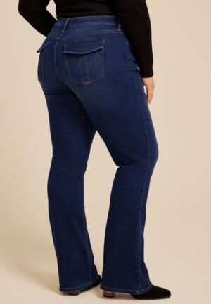 Plus Size m jeans by maurices&trade; Dark Mid Rise Flap Back Pocket Slim Boot Jean