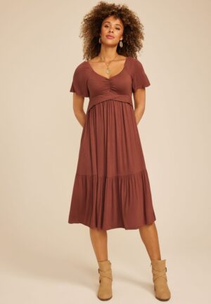 24/7 Flutter Sleeve Midi Dress