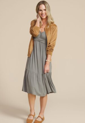 24/7 Flutter Sleeve Midi Dress