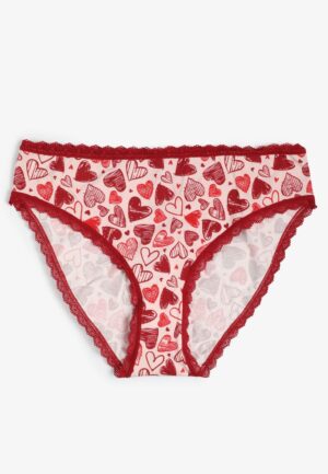 Simply Comfy Cotton Sketched Heart Print Bikini Panty