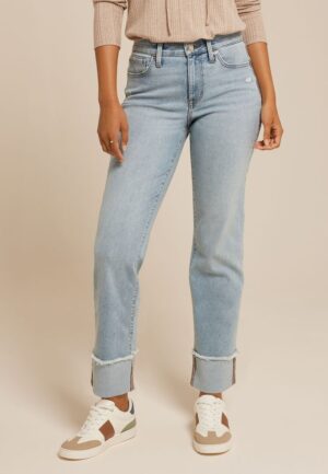 m jeans by maurices&trade; High Rise Relaxed Straight Frayed Hem Ankle Jean