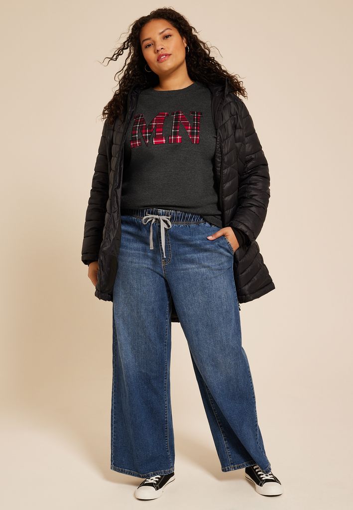Plus Size State Plaid Crew Neck Sweatshirt - Image 3