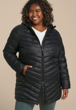 Plus Size Hooded Long Puffer Jacket