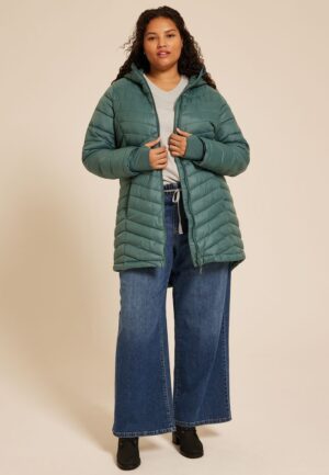 Plus Size Hooded Long Puffer Jacket