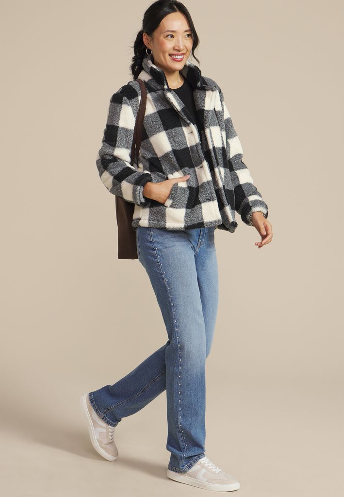 Buffalo Plaid Button Front Jacket - Image 3