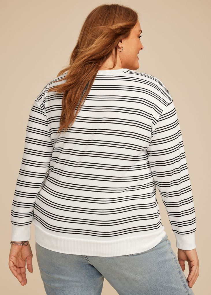 Plus Size 24/7 Hacci Striped Long Sleeve Tee - Image 2