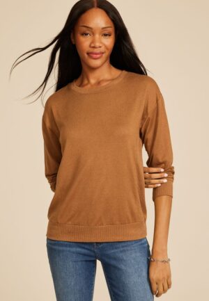 24/7 Hacci Ribbed Side Long Sleeve Tee
