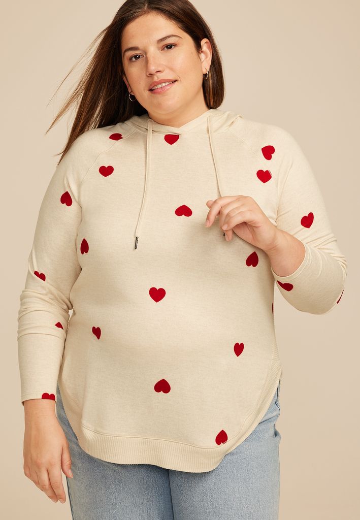 Plus Size Haven Heart Print Hoodie