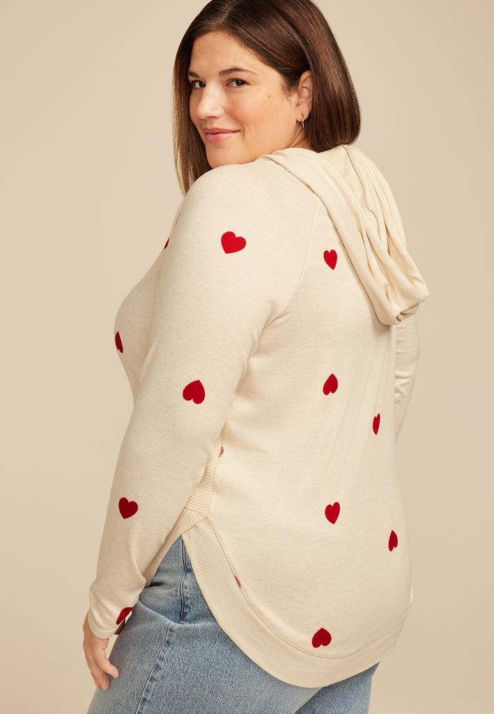 Plus Size Haven Heart Print Hoodie - Image 2
