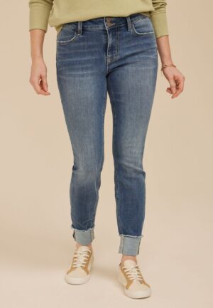 m jeans by maurices&trade; Cool Comfort Mid Rise Double Button Fray Cuff Ankle Jegging