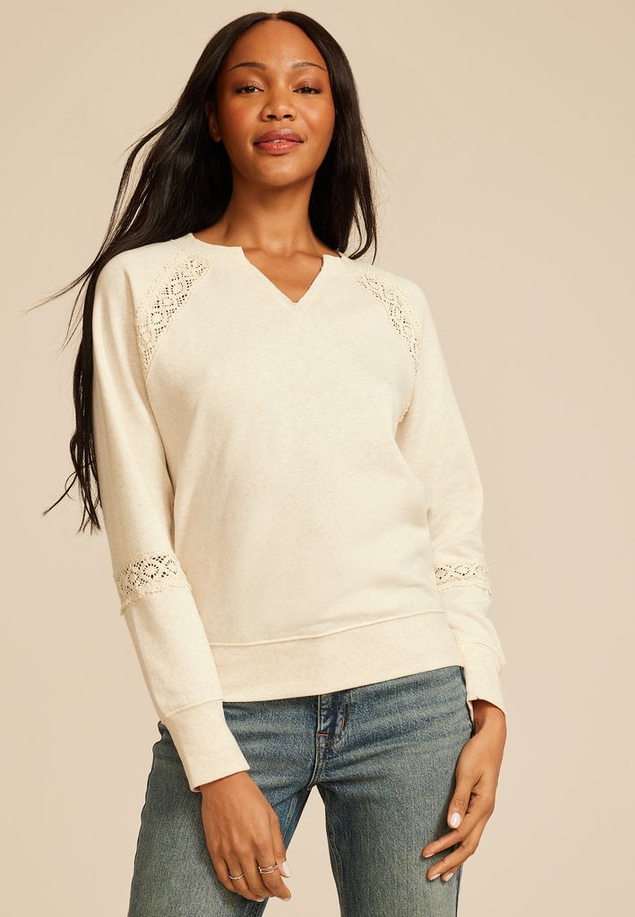 Crochet Mix Relaxed Fit Sweatshirt