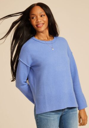 Crew Neck Step Hem Sweater