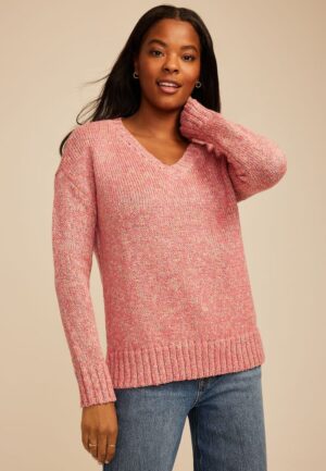 Marled V Neck Sweater