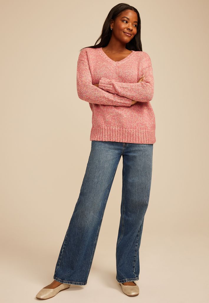 Marled V Neck Sweater - Image 3