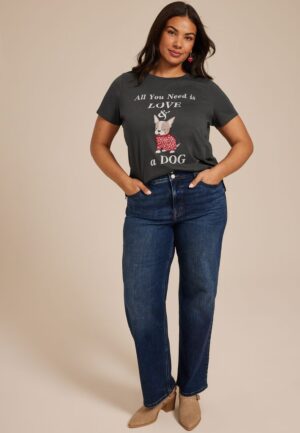 Plus Size All You Need Is Love And A Dog Classic Fit Graphic Tee