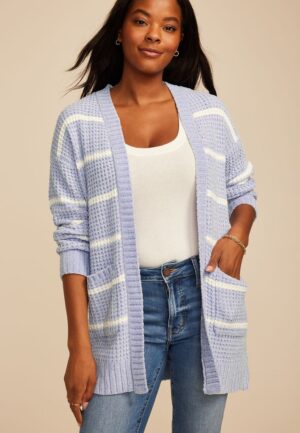 Chenille Stripe 90s Slouch Cardigan