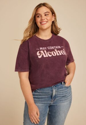 Plus Size May Contain Alcohol Relaxed Graphic Tee