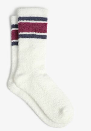 Cozy Striped Colorblock Crew Socks