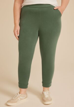 Plus Size Cloud Scuba Knit High Rise Tapered Pant