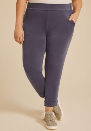 Plus Size Cloud Scuba Knit High Rise Tapered Pant