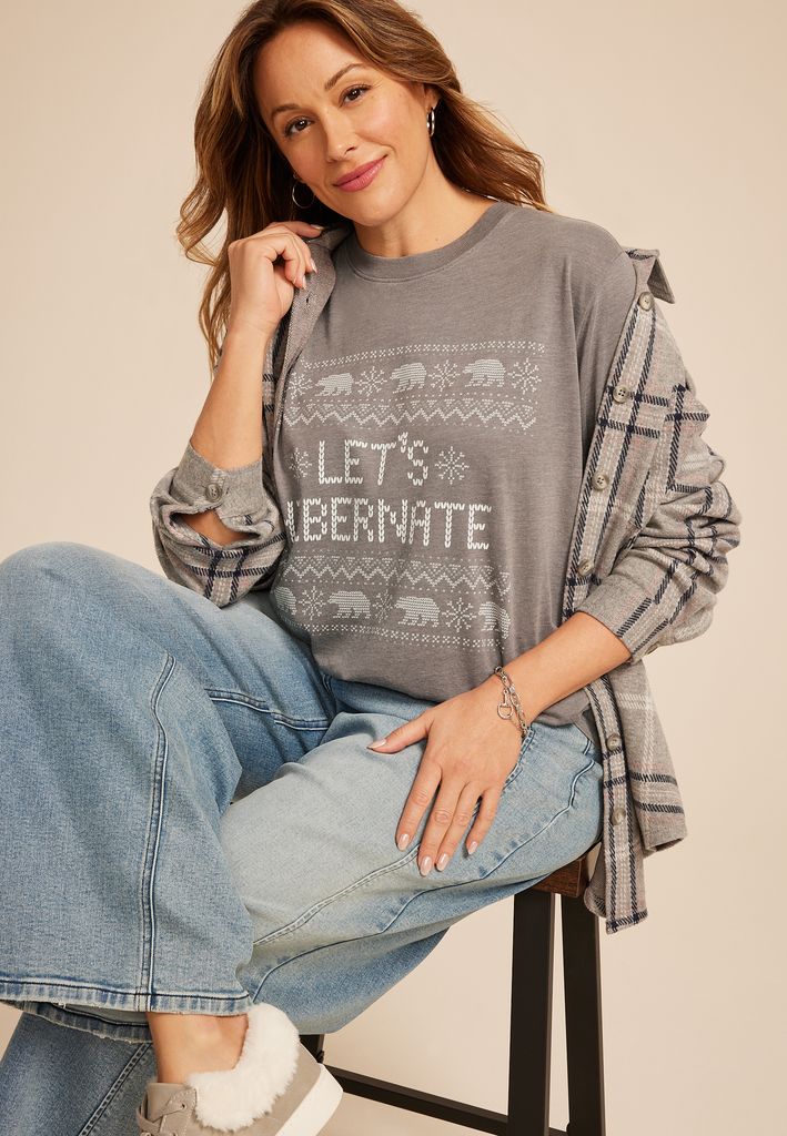 Plus Size Lets Hibernate Oversized Fit Graphic Tee - Image 3