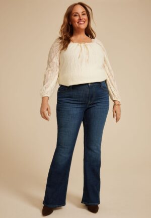 Plus Size edgely&trade; Dark High Rise Flare Jean