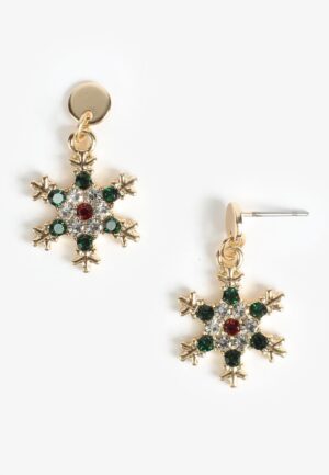 Festive Rhinestone Snowflake Earrings
